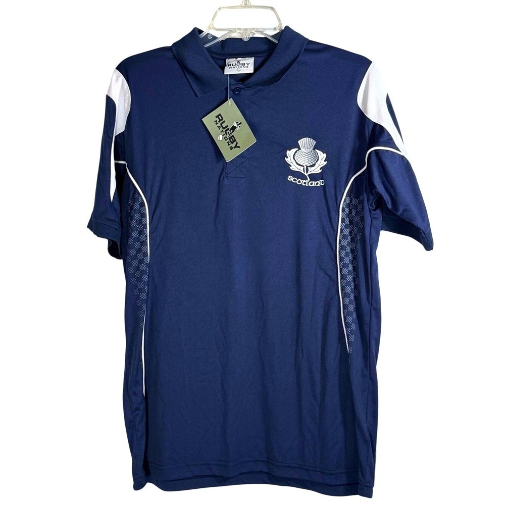 Rugby Nations NEW Small Navy Scotland Rugby Polo Shirt with White embroidery